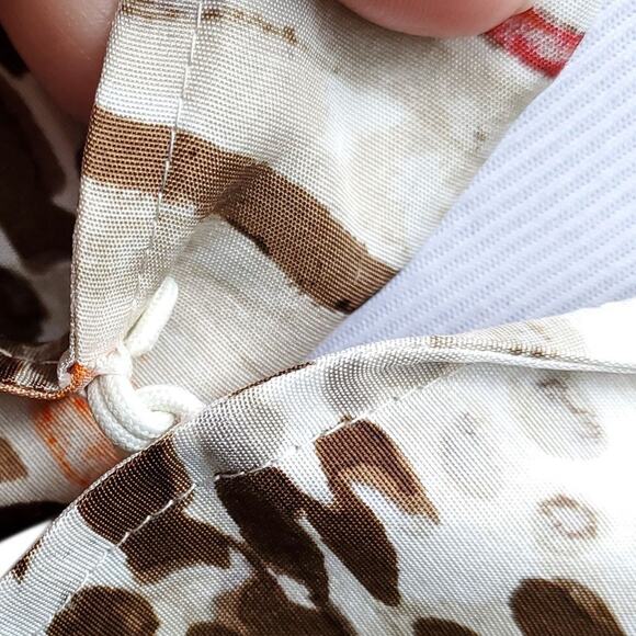 Chico's Sz 1 Brown Orange White Silk Jacket Geometric Hidden Closure Chicos M 8 - Picture 5 of 16